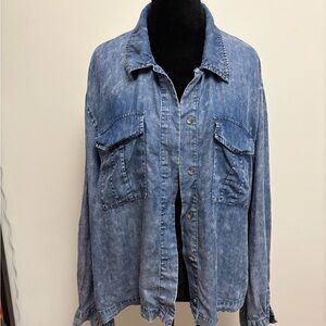 Jane and Delancey Light Blue Denim Shacket
